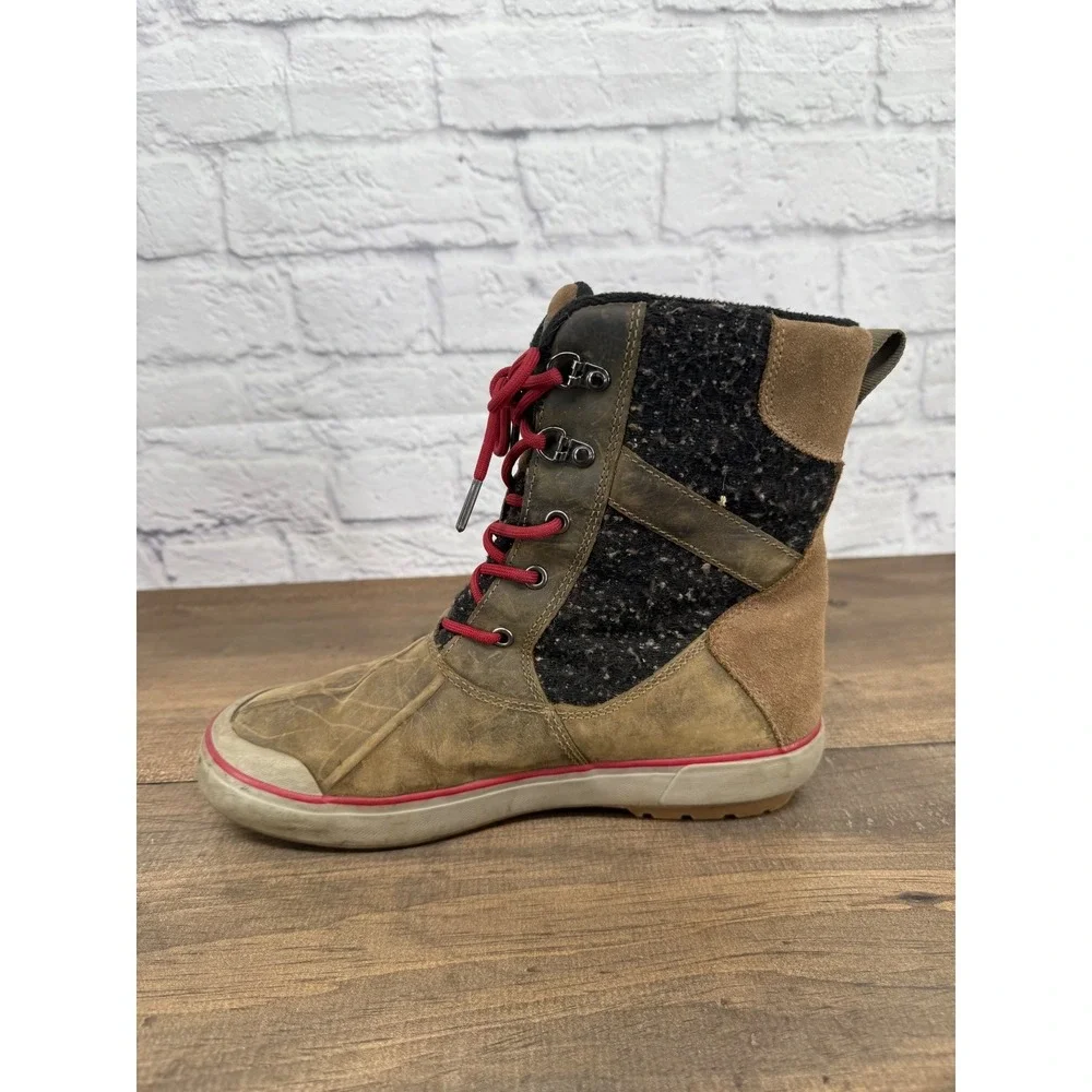 KEEN Elsa II Waterproof Duck Boots Women's 9 Brown Wool‎ Lace Up Winter HIking